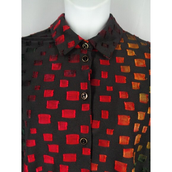 Michael Tyler Button Tunic Top Large Black Multi-Color New - Picture 5 of 11